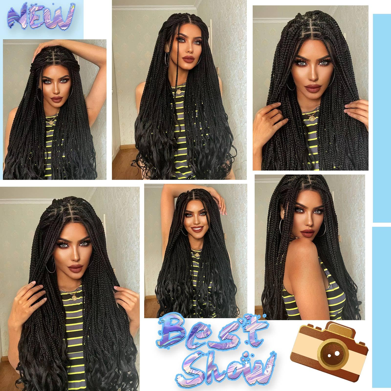 36inch long chemical fiber 9*6 lace braid headband African braid handmade braid with flowers bottom of braid for daily wear, breathable and not stuffy_voghion.com