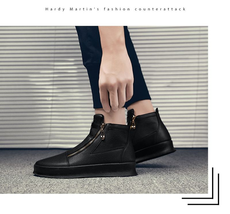 Scarpe da uomo alla moda estate 2024 nuove scarpe alte traspiranti in pelle con suola spessa scarpe casual bianche sneakers alte da uomo_voghion.com
