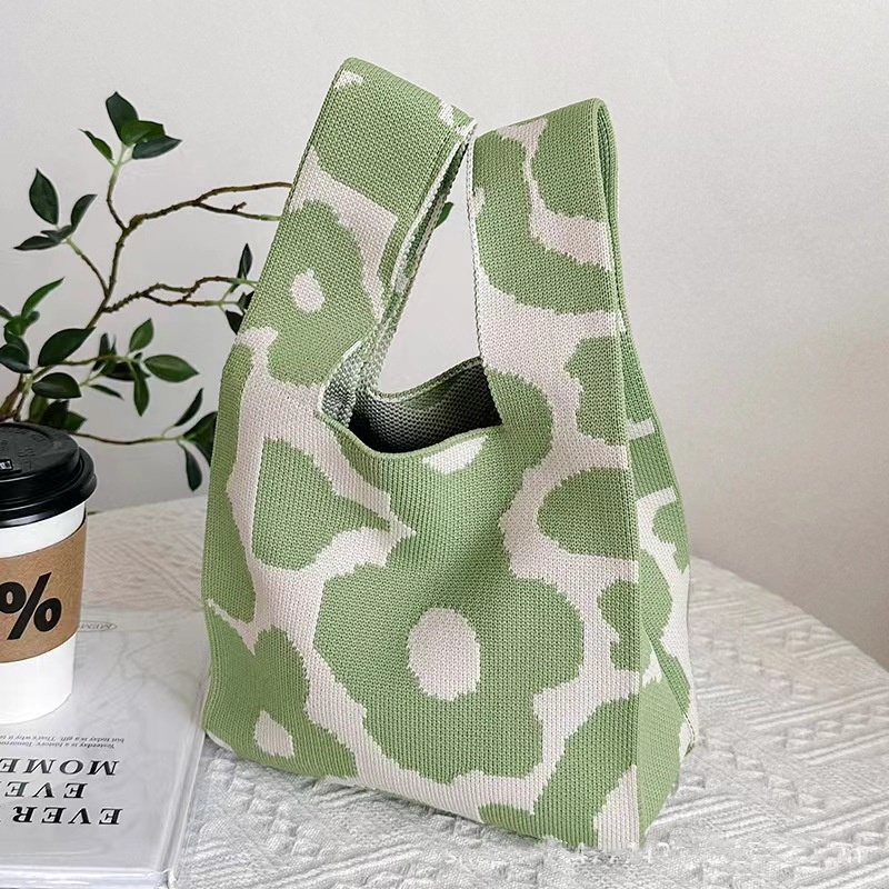 ins Panda Borsa a mano Borsa da donna Borsa in maglia Borsa a secchiello in lana con regalo a mano Borsa tote Borsa per il pranzo in scatola_voghion.com