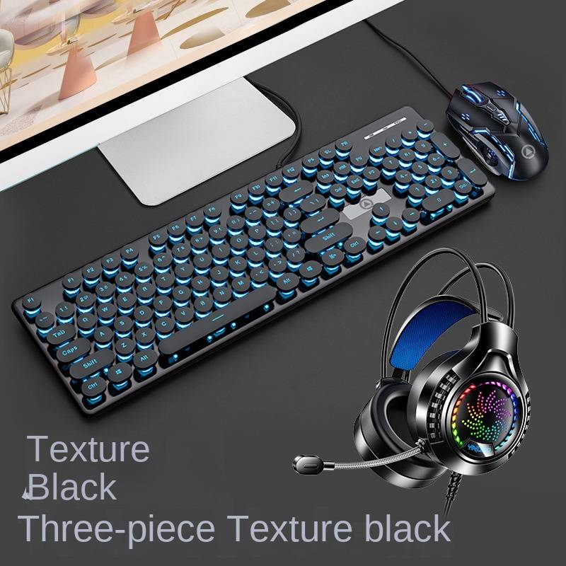 Silber Skulptur V8 Punk Mechanisches Gefühl Tastatur Und Maus Set Leuchtendes Spiel Computer Zubehör_voghion.com