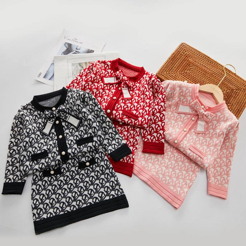 Kid's Clothing children's sweater 2024 autumn and winter style small style children's sweater suit girls' fashionable two piece suit_voghion.com