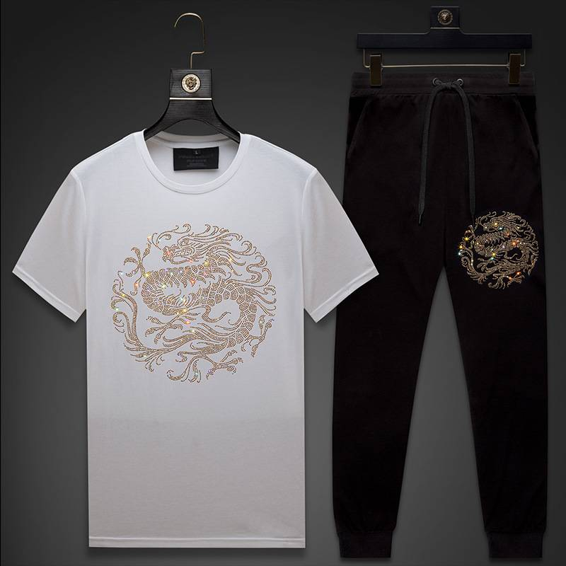 Men's Clothing handsome men's clothing for summer hot diamond dragon tide brand round neck short sleeved T shirt for men ice silk large size men_voghion.com