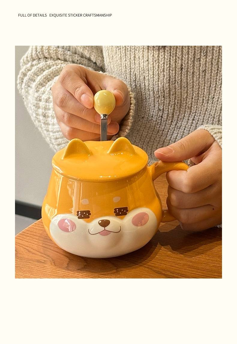 Ceramic Cup With Lid, High Value Ins Style, Home Couple Water Cup, Souvenir Gift Mug_voghion.com