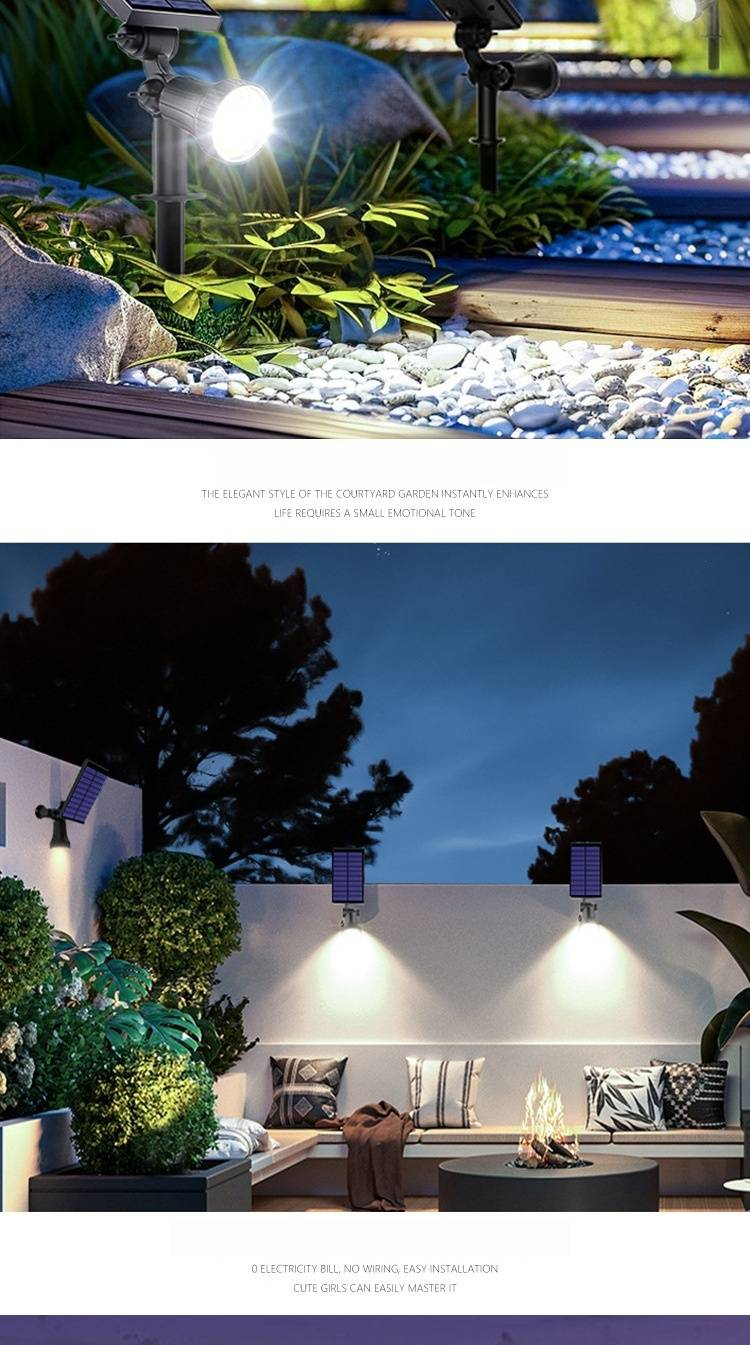 Faretti solari da esterno impermeabili, illuminazione da giardino per alberi, cortile, vialetto, luce da parete con 3 modalità colore (bianco/caldo/RGB)_voghion.com