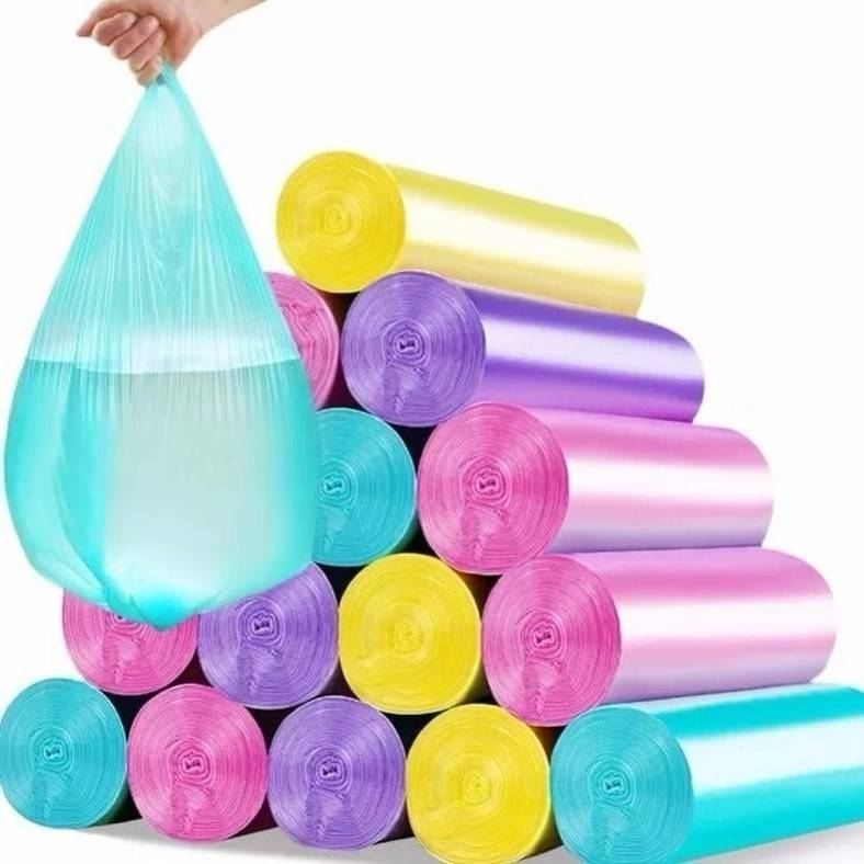 Sacchetti per la spazzatura resistenti – Confezione da 66, 5 colori assortiti, sacchetti per rifiuti da cucina in PE per la casa (colori casuali, 5 rotoli)_voghion.com