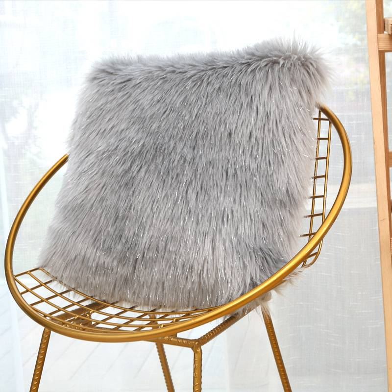 Fodera per cuscino in finta lana di lusso - Fodera per cuscino in stile nordico, morbida e soffice, per divano, letto, arredamento per la casa (45x45 cm, bianco argento)_voghion.com