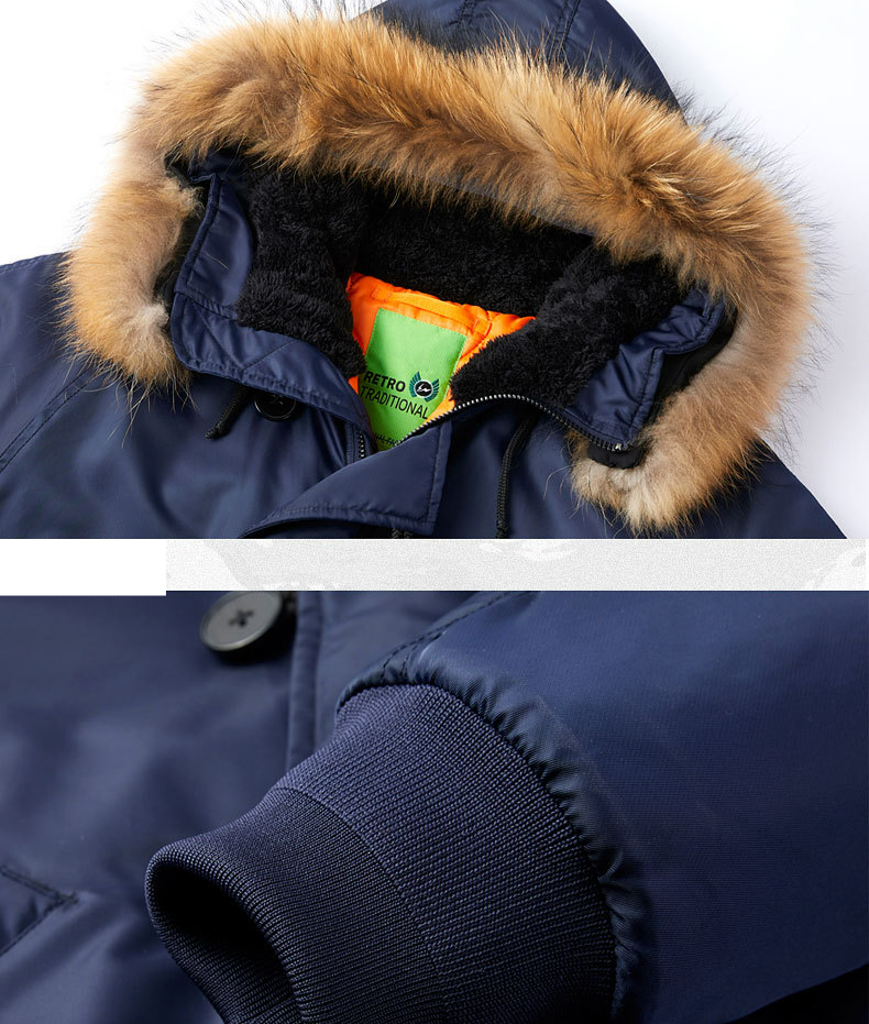 Herrenbekleidung Baumwolle und verdickte Herbst- und Winterjacke der neuen Air Force Ma1 Pilotenjacke Abnehmbarer Pelzkragen Baumwollmantel Große leichte Version Mantel_voghion.com