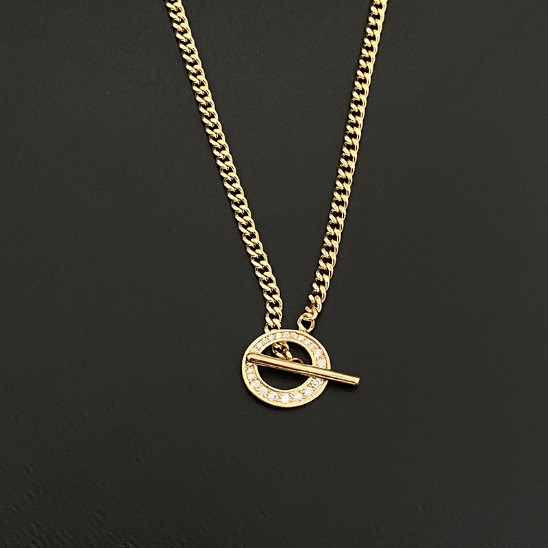 Gorgeous Toggle - Clasp Circular Pendant Necklaces With Sparkling Gemstones, Available In Multiple Color Options For Effortless Elegance_voghion.com