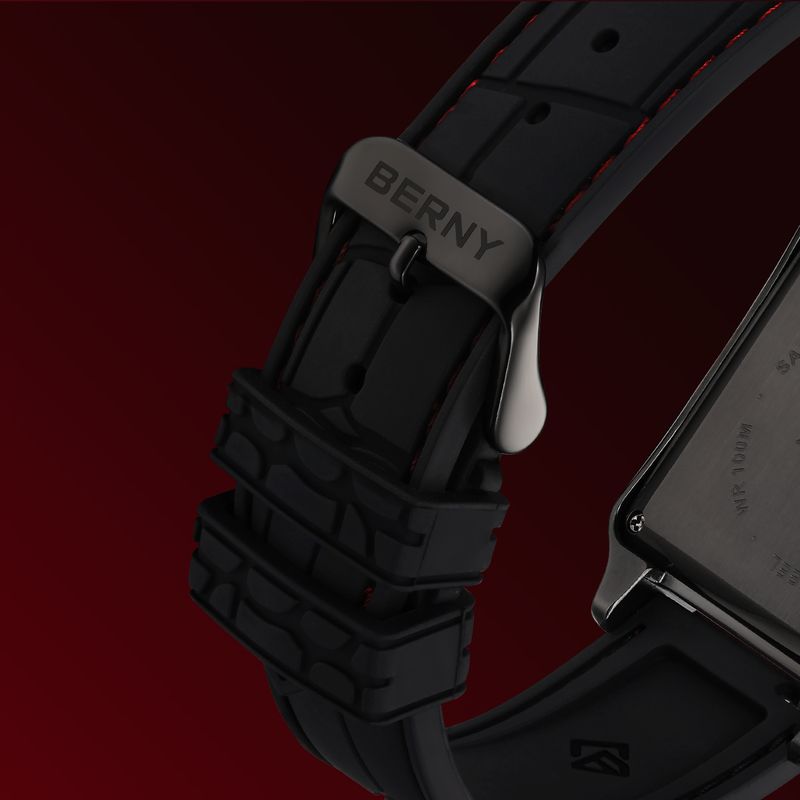 BERNY Automatic Watches For Men Fashion 10ATM Waterpoof Fluororubber Strap Mechanical Square Watch With Date Super Luminous Sapphire Wrist Watch_voghion.com