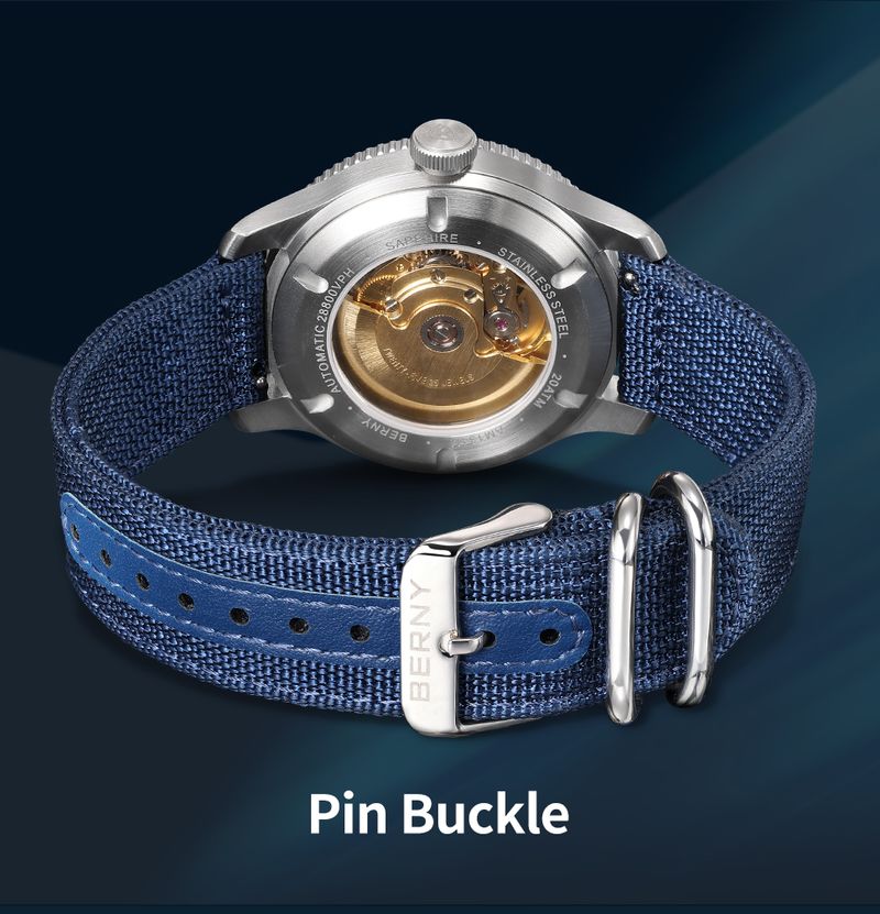 BERNY Automatic Dive Watches For Men 20ATM Waterproof Nylon Strap Analog Mechanical Watch With Date Super Luminous Sapphire Men's Pro Diver Watch_voghion.com