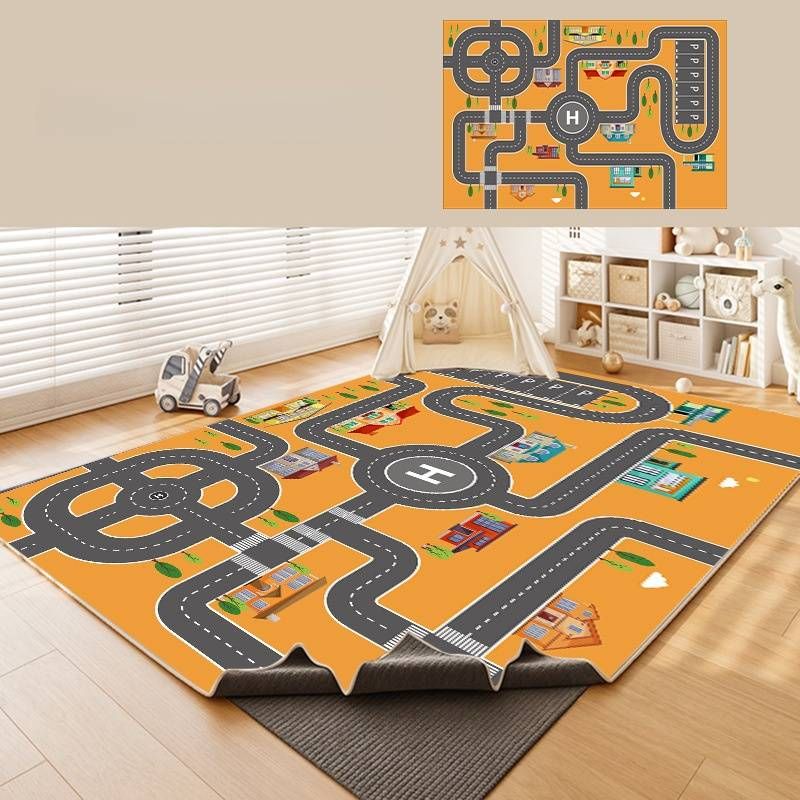 Interactive City Play Mat – Machine Washable Kids Rug With Traffic & Maze Designs (Detachable Base, Educational Floor Game)_voghion.com