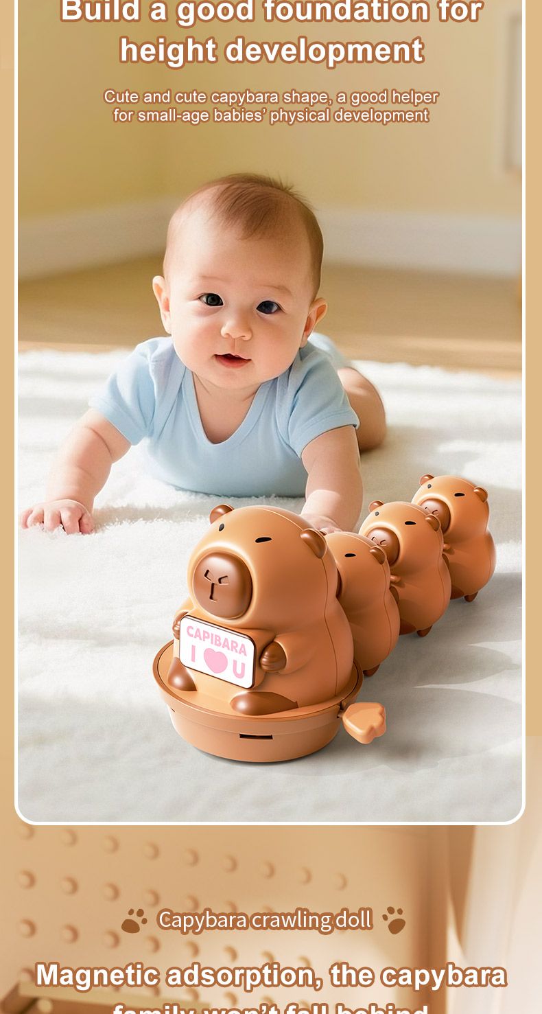 Cartoon Wind-up Toy Capybara Magnetic Trailer Adsorption Clockwork Toy Pull Chain Early Educational Artifact Toy_voghion.com