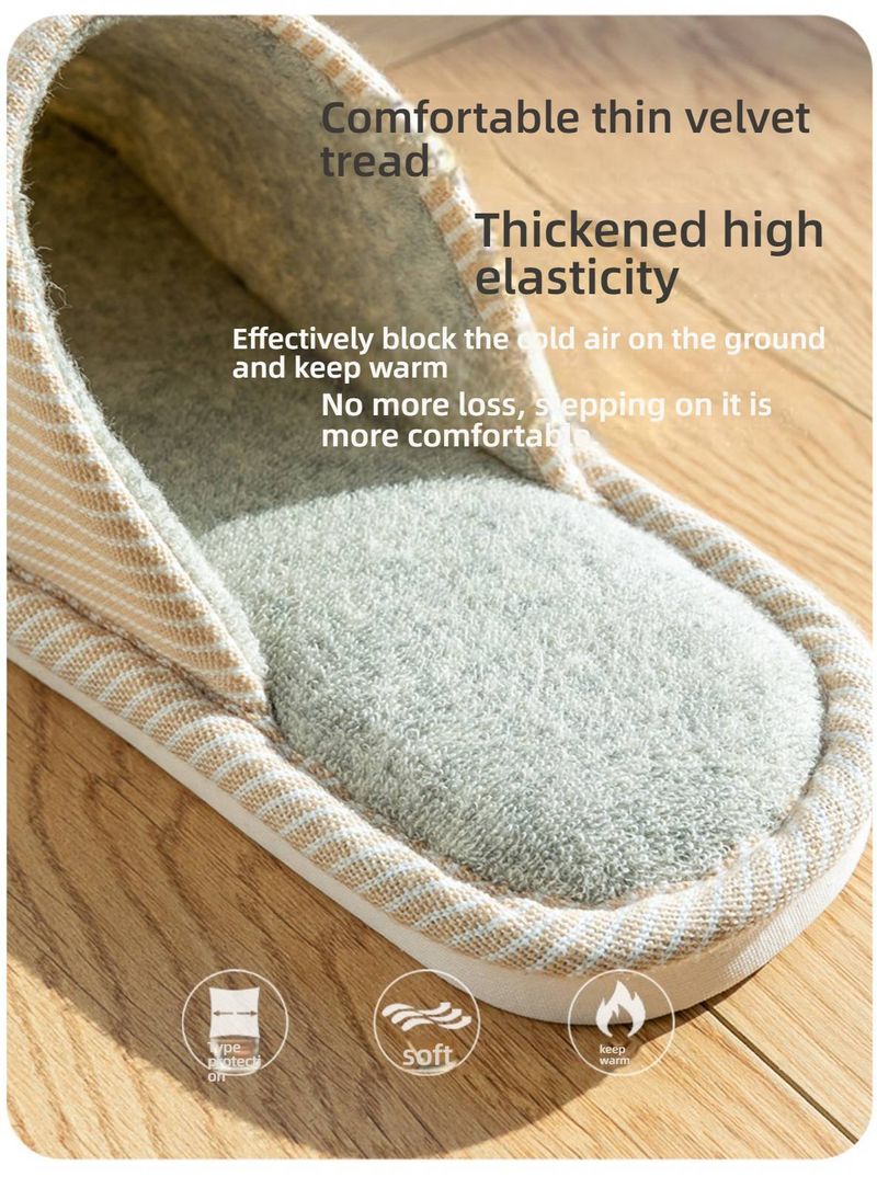Cozy Fleece-Lined Slippers For Women & Men - Warm Winter Indoor Shoes With Anti-Slip Sole, Soft Home Footwear For Cold Floors, Couple Matching Set_voghion.com