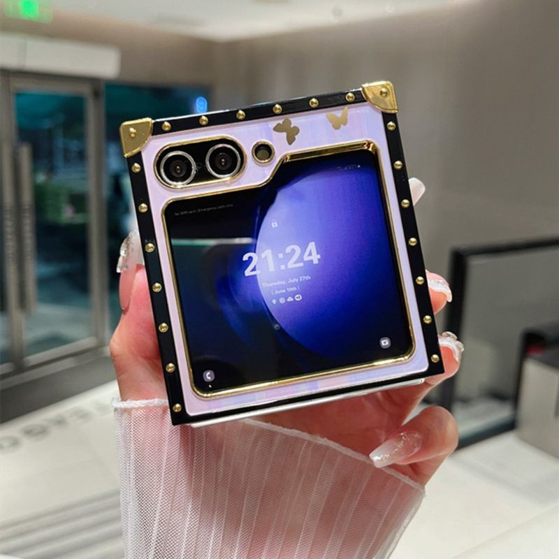 Custodia per telefono con supporto a farfalla Bling Glitter Auoa per Samsung Galaxy Z Flip 6 5 4 3 Flip6 Flip5 Flip4 Flip3 5G Holde_voghion.com