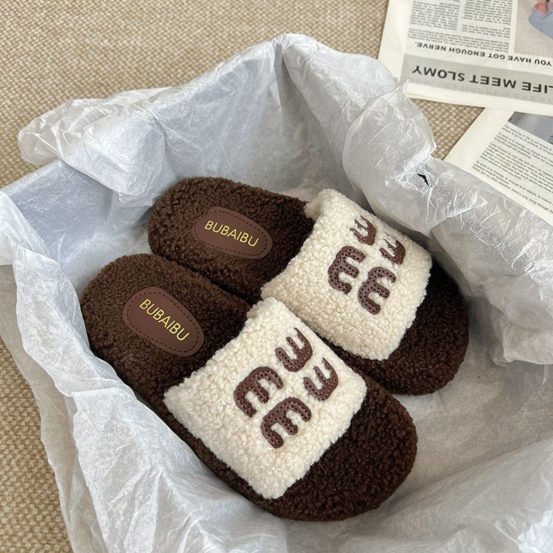 Morbide per le donne, nuovo stile autunnale, moda con lettere, abbigliamento di alta qualità per la casa e per l'esterno, pantofole invernali in cotone_voghion.com