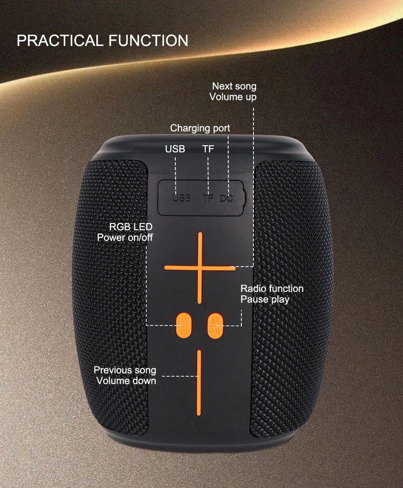 ZQS-P21 Vanntett trådløs Bluetooth-høyttaler Holdbar og bærbar Høy lydkvalitet Viktig for utendørsaktiviteter og reiser_voghion.com