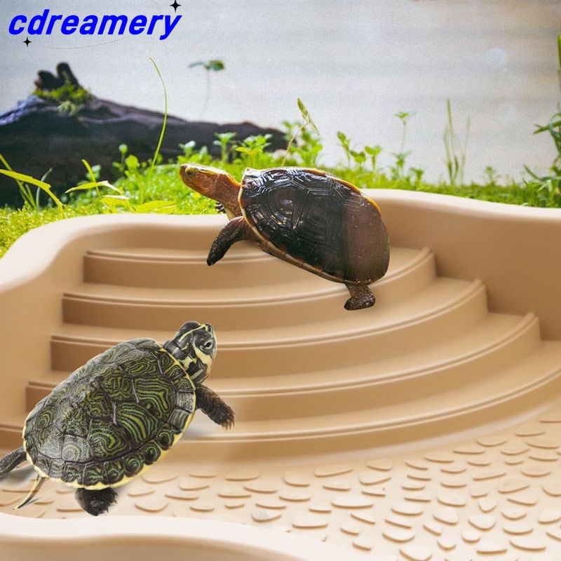 Aquatische Klettern Haustier Schildkröte Bad Pool Reptil Fütterung Gericht Wasser Topf Landschaft Aquarium Dekoration Schildkröte Lebensraum_voghion.com