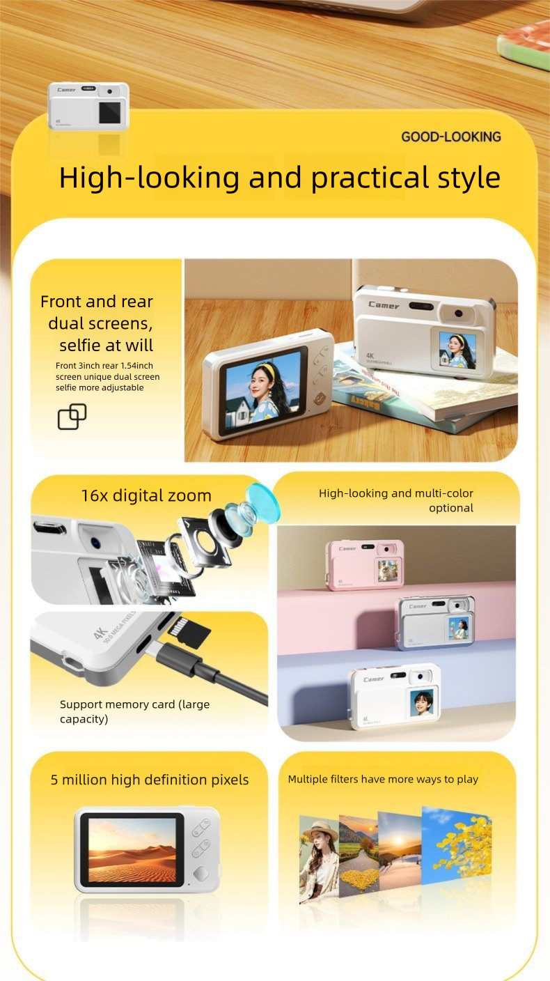 New HD Pixel CCD Digital Camera Portable Student Edition Special For Recording Life Professional Affordable_voghion.com