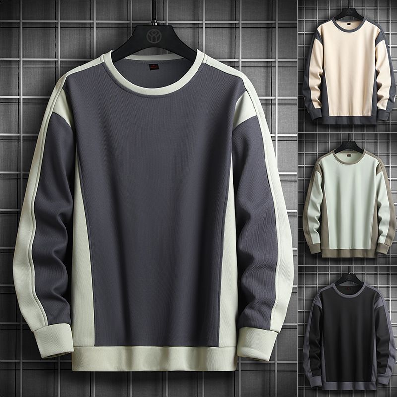 Color blocked hoodie men, 2024 Spring and Autumn new trend, casual loose plus size top for teenagers_voghion.com