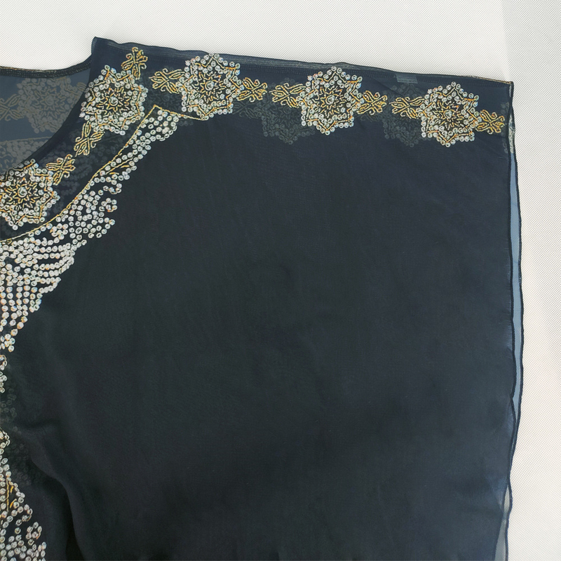 Neu Muslimischen Frauen Rundhals Robe Strand Urlaub Rock Chiffon Print Kleid_voghion.com