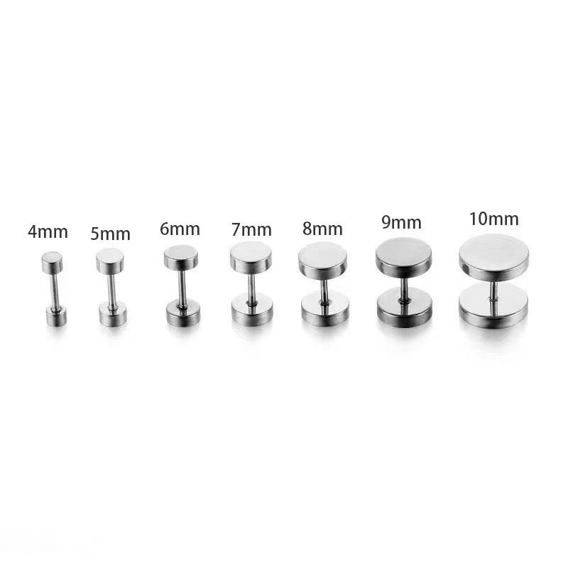 Unique Round Stainless Barbell Earrings Classic Niche Punk Style Titanium Steel Dumbbell Shape Unisex Ear Cuffs Jewelry_voghion.com