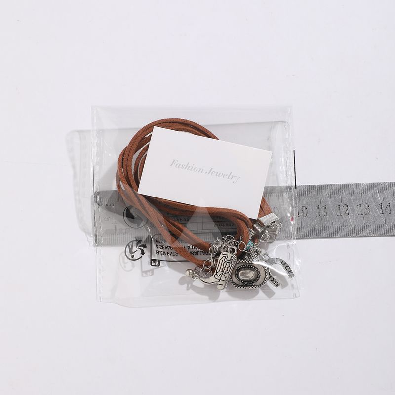 Cappello da cowboy in stile western, collana multistrato turchese per donna, collana versatile con piatto di fiori retrò_voghion.com