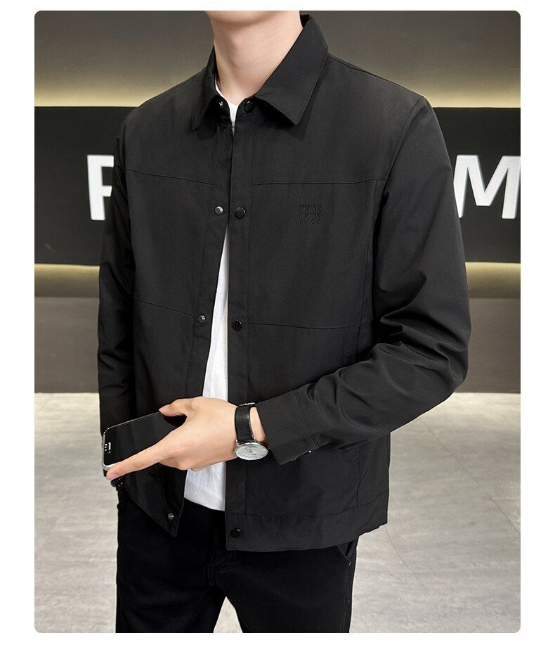 Men's Clothing Spring And Autumn Jackets Casual Versatile Lapel Breathable Solid Color Tops_voghion.com