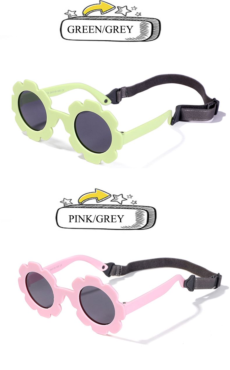 0-24 mesi Polarizrd Occhiali da sole polarizzati rotondi flessibili e pieghevoli con fiore e cinturino per neonato_voghion.com