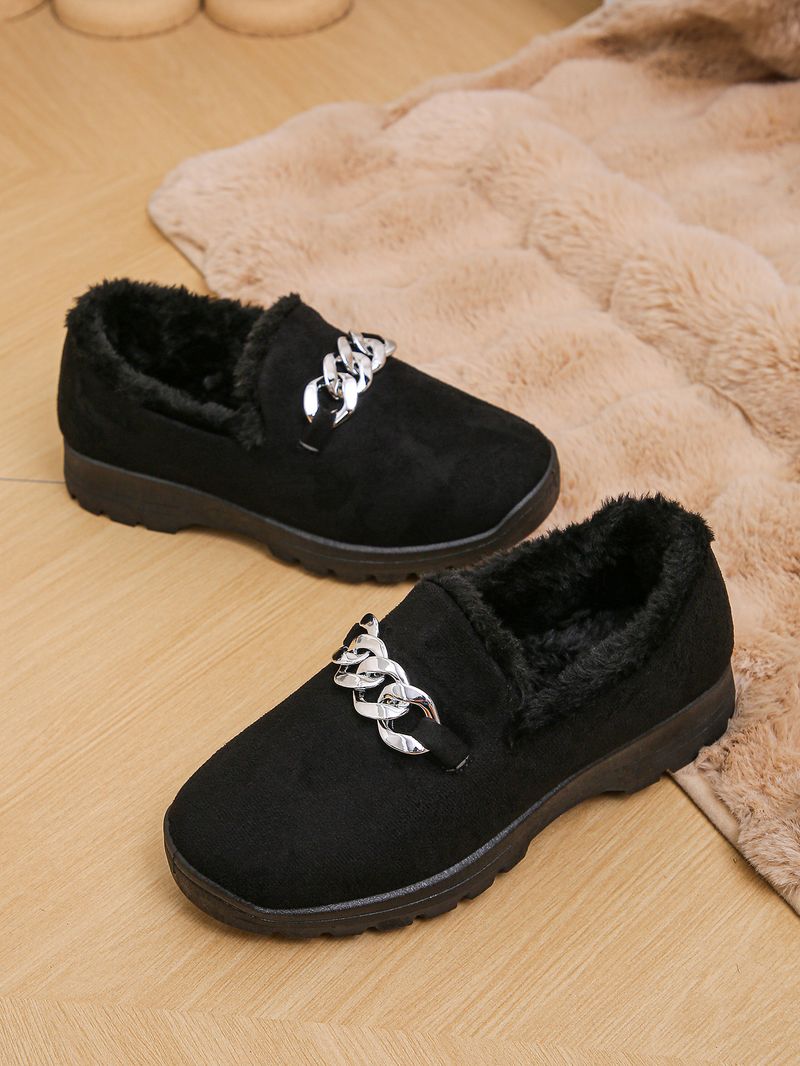 Novos sapatos de algodão para neve, cano baixo, quentes, botas de neve femininas, preto, marrom, moda, gorro de corrente_voghion.com