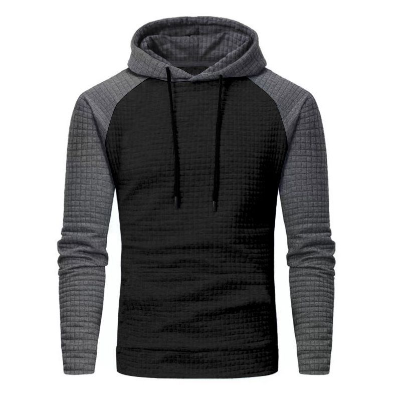 Conjunto de sudadera con capucha y bloques de color para hombre: estilo urbano, informal, de corte entallado, para invierno._voghion.com