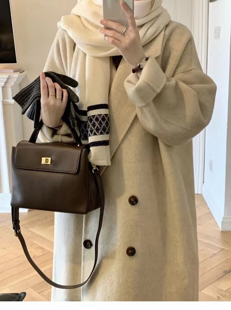 Luxury Alpaca Wool Blend Coat – Korean-Style Oversized Double-Faced Wool Trench Coat For Women In Grey, Beige, Light Oat & More (Petite & Tall Sizes)_voghion.com