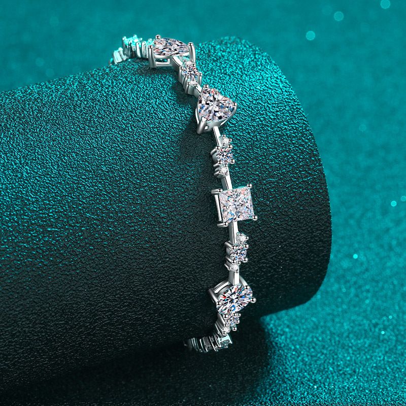 Bracciale da donna in argento puro con pietra Mosang irregolare, piccolo e popolare, placcato in oro PT950._voghion.com