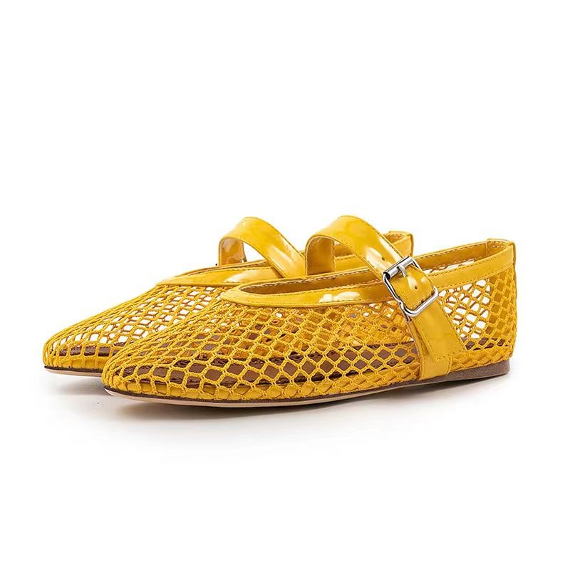 European And American Foreign Trade New Fashion Show Shoes High-End Mesh Niche Design Round Toe Ballet Flats Breathable_voghion.com