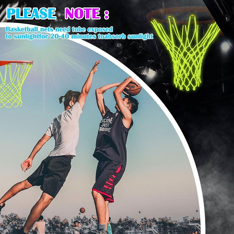 Outdoor luminous basketball net portable bold 12 circle standard size sports nylon luminous basketball net_voghion.com