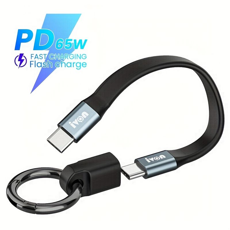 Design compact și convenabil al cablului scurt, cu conector reversibil de tip C - Compatibilitate universală cu dispozitivele Samsung, Xiaomi și Honor_voghion.com