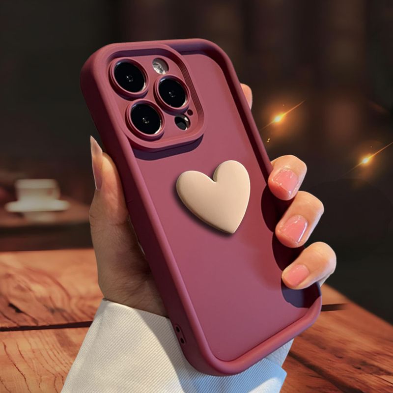 syct 3D Heart Compatible With Iphone 16 Phone Case Skin-Friendly Matte IPhone 17 Pro Max Lens Full Coverage 15_voghion.com
