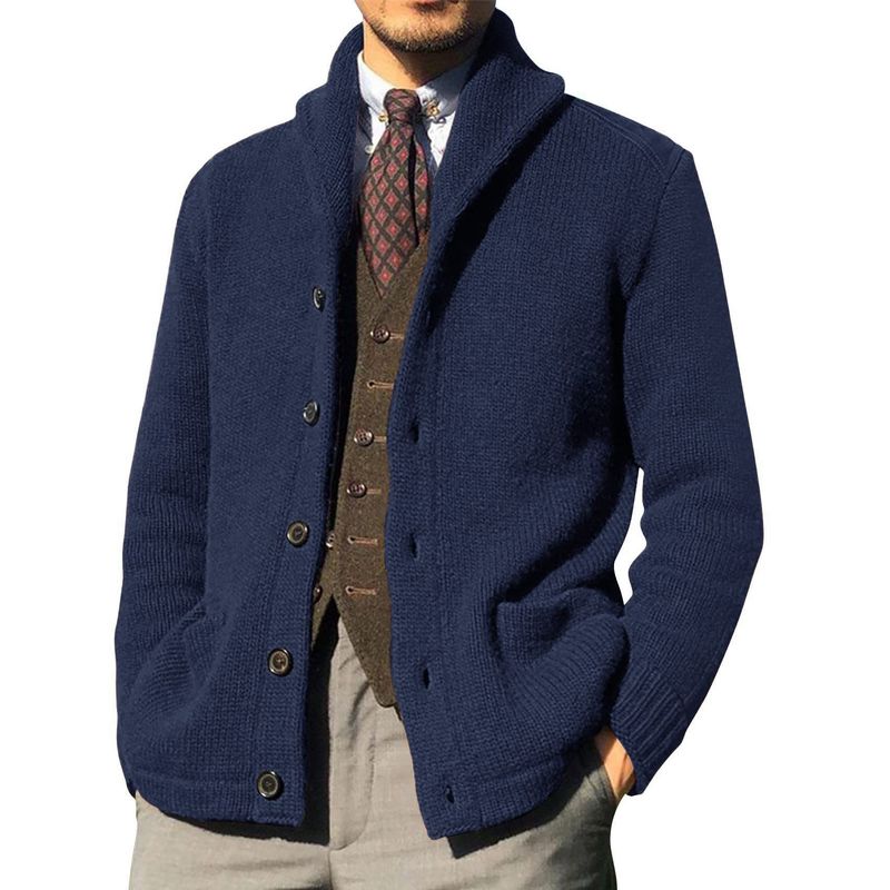 "Herren-Strickjacke aus Polyester – Klassischer Pullover mit offener Vorderseite für Business Casual (M-XXL, 5 neutrale Töne)"_voghion.com