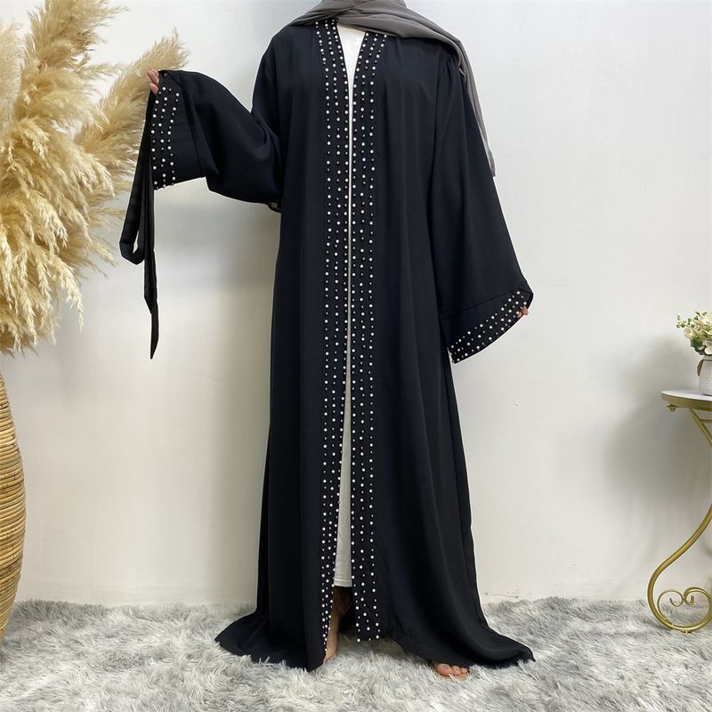 Neueste muslimische Abayas für Frauen islamische Mode Perlen Kimono Robe bescheidenes Kleid lange elegante Strickjacken Kleidung vorne offen Abaya_voghion.com