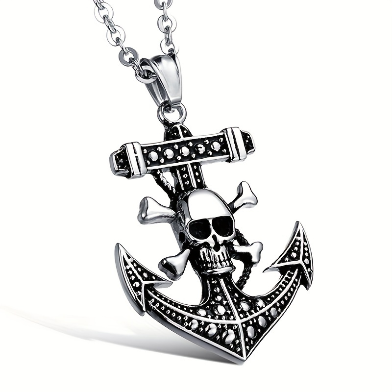 Punk Titanium Steel Chain Anchor Pendant Men's Luxury Necklace Hip Hop Simple Personality Pendant Necklace for Men Jewelry Gift_voghion.com