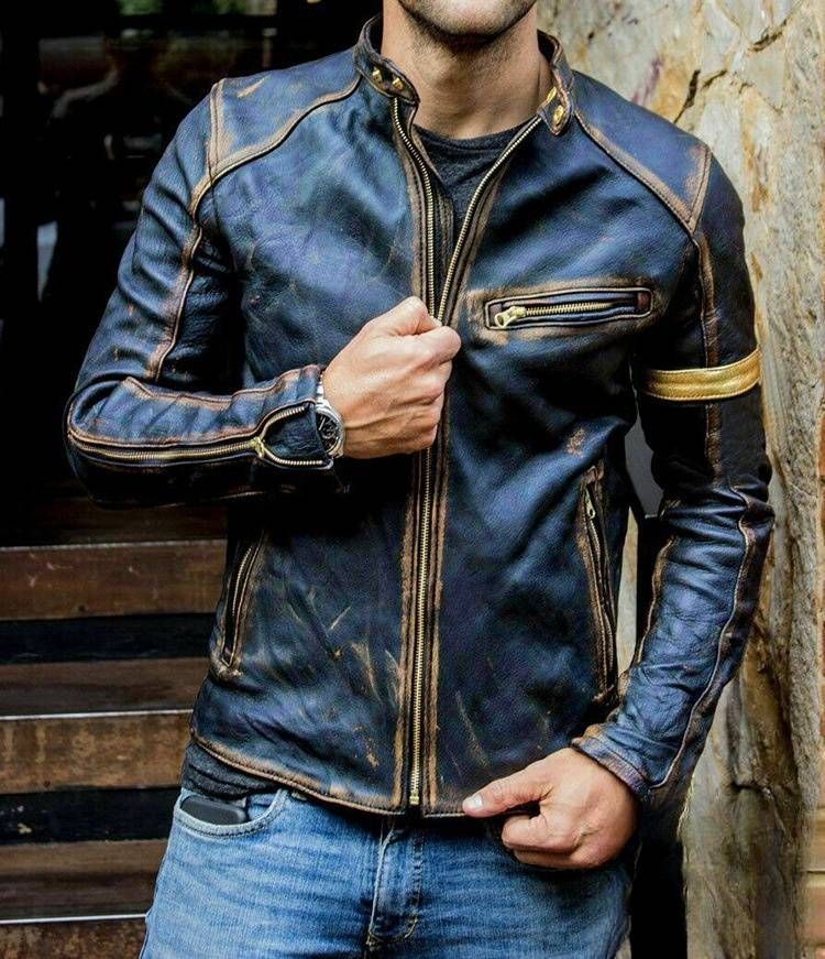 Herenkleding leren jas heren jeugd opstaande kraag punk heren motor leren jas_voghion.com