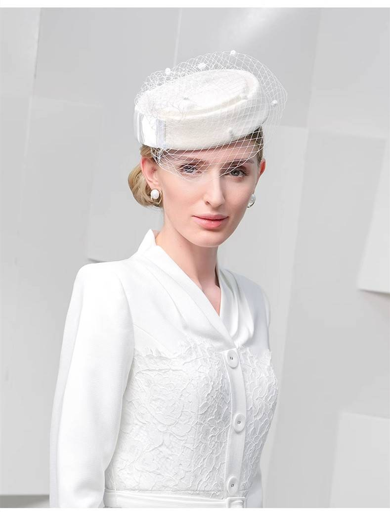 French autumn and winter wool warm mesh top hat lady Beret elegant temperament stewardess wool hat shopping trip elegant everything_voghion.com