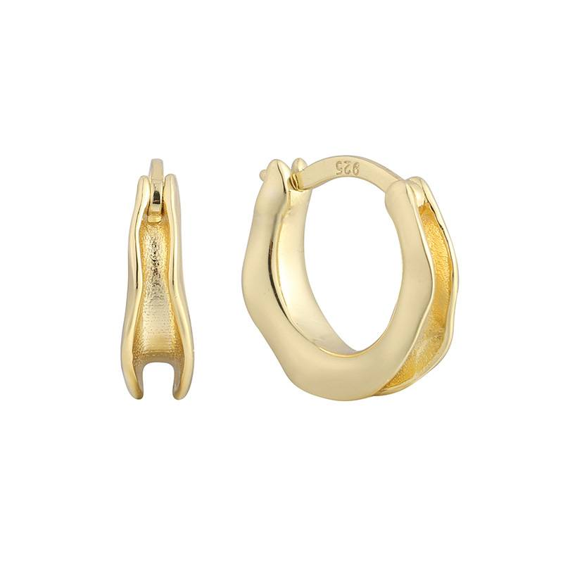 Cercei cu zircon în stil temperamental, simplu și rece, cerc geometric, catarame pentru urechi. Cercei cu micro incrustații cu zircon._voghion.com