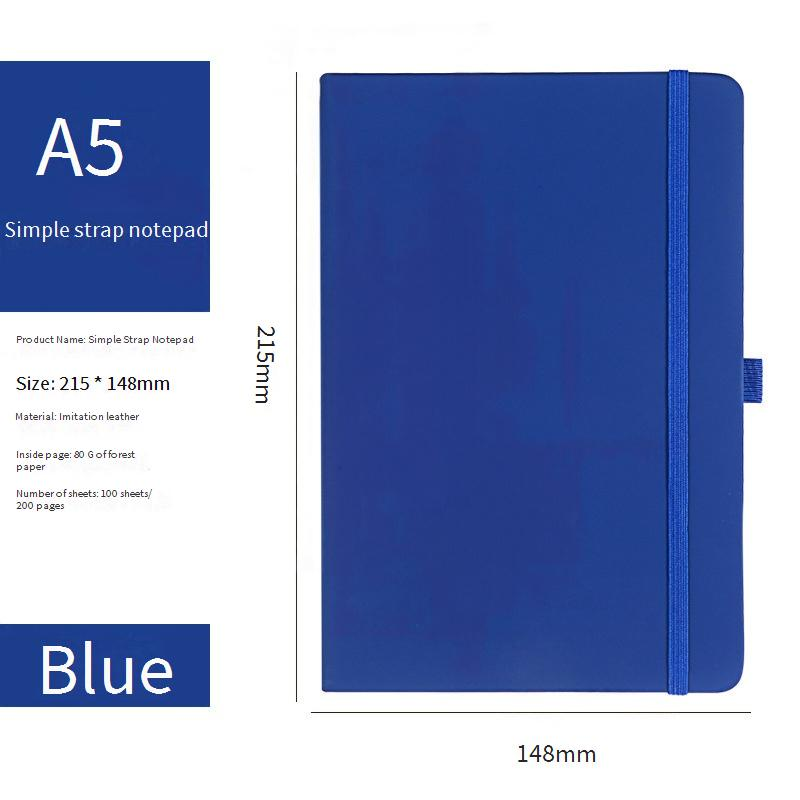 A5 Minimalist Elastic Band Notebook - Premium PU Leather Cover, 100 Sheets Lined Paper, Business Office_voghion.com