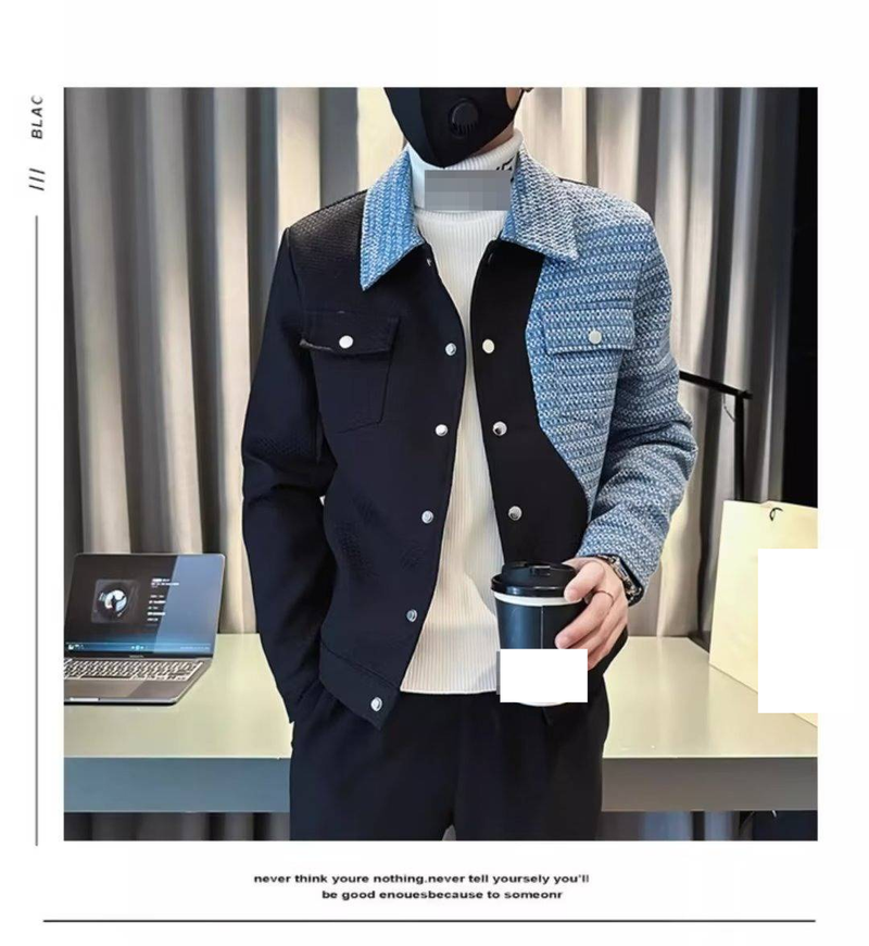 Men's Stylish Faux Leather Bomber Jacket - Trendy Oversized Zip-Up Coat With Stand Collar, Casual Streetwear For Autumn & Spring (Black/White)_voghion.com
