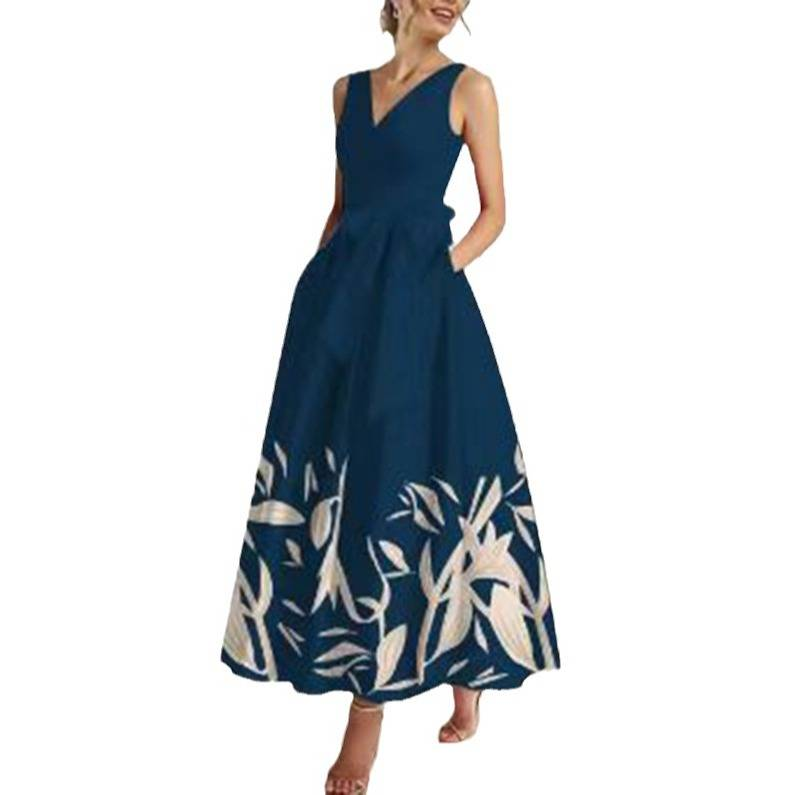Elegante abito da sera di ispirazione francese – Abito a trapezio con scollo a V e maniche lunghe per banchetti e abbigliamento quotidiano (XS-XXXL)_voghion.com