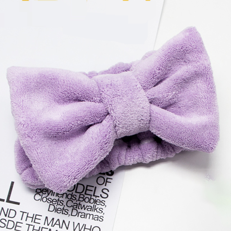 Unisex Ribbon Coral Fleece Headband – Soft Non-Slip Hair Wrap For Skincare & Makeup (Elegant Bow, Multi-Color Options)_voghion.com
