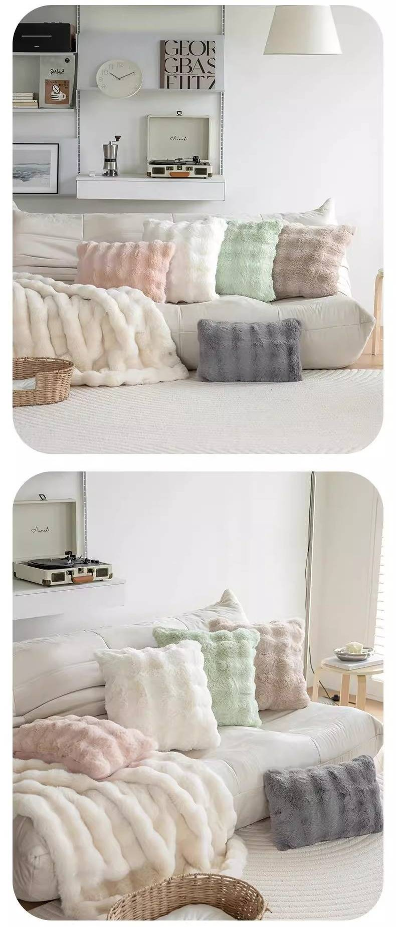 Copricuscini e cuscini in velluto di peluche - Federe decorative morbide e soffici, quadrate e rettangolari per divano, letto, soggiorno_voghion.com