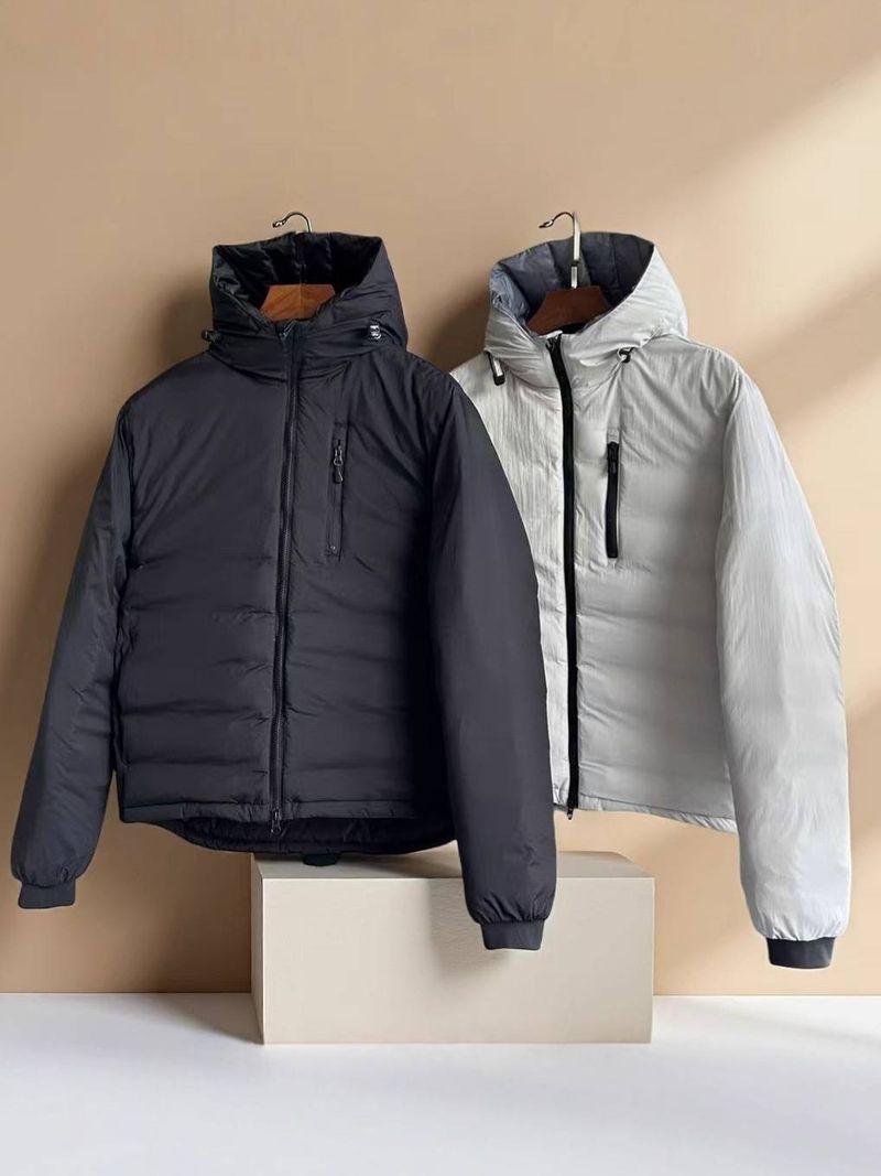 Men's Lightweight Down Jacket With Hood - 550 Fill Power Duck Down, Waterproof & Windproof, Slim Fit For Winter Outdoor Activities_voghion.com