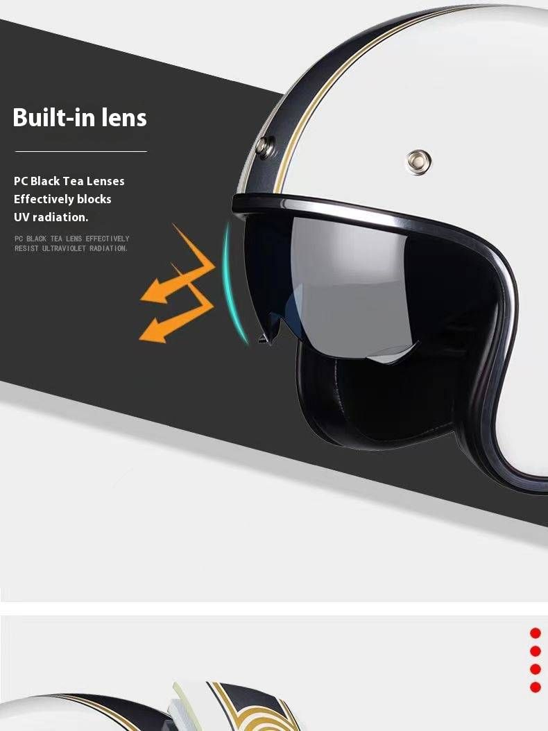 Capacete de motocicleta retrô 3/4 com Bluetooth – casco leve de ABS, máscara removível e estilo vintage para homens e mulheres (P-XXL)_voghion.com