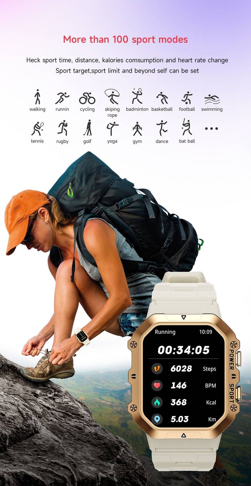 Smartwatch mit Bluetooth-Anrufen, Sprachassistent, Herzfrequenz- und Blutdruckmessung, Multisport-Tracking, Musiksteuerung und Wetteraktualisierungen_voghion.com